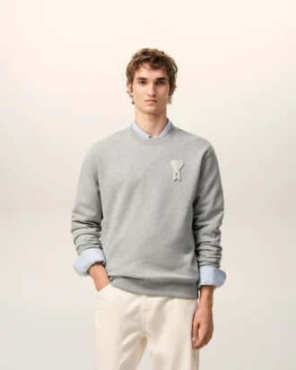 Gri Pamuklu Örgü Ami de Coeur Sweatshirt
