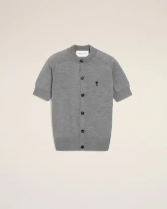 Gri Yün Kısa Kollu Ami de Coeur Cardigan