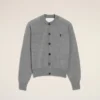 Gri Yünlü Bisiklet Yaka Ami de Coeur Cardigan