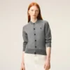Gri Yünlü Bisiklet Yaka Ami de Coeur Cardigan