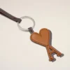 Kahverengi Deri Ami de Coeur Anahtarlık