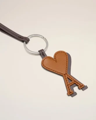Kahverengi Deri Ami de Coeur Anahtarlık