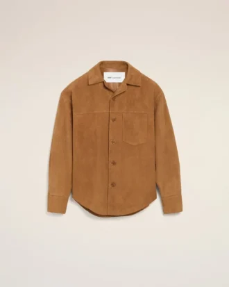 Kahverengi Keçi Derisi Düğmeli Overshirt