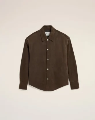 Kahverengi Keçi Derisi Düğmeli Overshirt