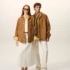 Kahverengi Keçi Derisi Düğmeli Overshirt