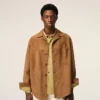 Kahverengi Keçi Derisi Düğmeli Overshirt