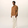Kahverengi Keçi Derisi Düğmeli Overshirt