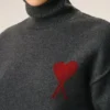 Kontrast Ami de Coeur Desenli Gri Yün Huni Yaka Kazak