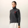 Kontrast Ami de Coeur Desenli Gri Yün Huni Yaka Kazak