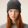 Kontrast Ami de Coeur Detaylı Gri Yün Beanie