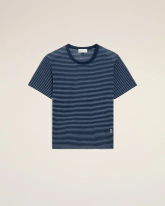 Mavi Çizgili Pamuklu Ami de Coeur T-Shirt