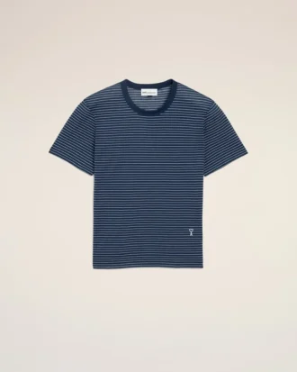 Mavi Çizgili Pamuklu Ami de Coeur T-Shirt