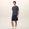 Mavi Çizgili Pamuklu Ami de Coeur T-Shirt