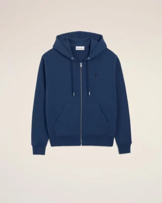 Mavi Pamuklu Ami de Coeur Fermuarlı Kapüşonlu Sweatshirt