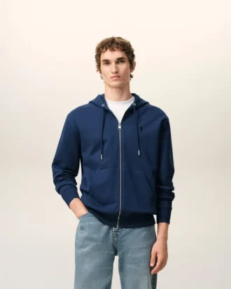 Mavi Pamuklu Ami de Coeur Fermuarlı Kapüşonlu Sweatshirt