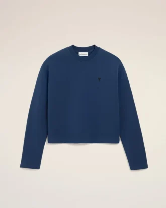 Mavi Pamuklu Ami de Coeur Kısa Sweatshirt