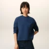 Mavi Pamuklu Ami de Coeur Kısa Sweatshirt