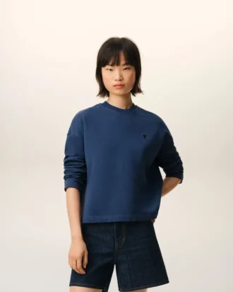Mavi Pamuklu Ami de Coeur Kısa Sweatshirt