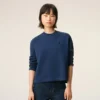 Mavi Pamuklu Ami de Coeur Kısa Sweatshirt