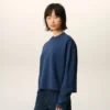 Mavi Pamuklu Ami de Coeur Kısa Sweatshirt
