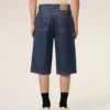 Mavi Pamuklu Bol Bermuda Şort