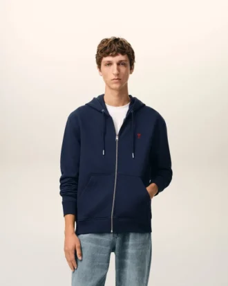 Mavi Pamuklu Red Ami de Coeur Fermuarlı Kapüşonlu Sweatshirt