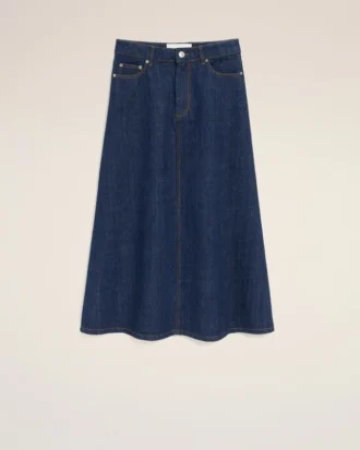 Mavi Pamuklu Uzun Etek