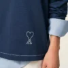 Mavi Pamuklu Uzun Kollu Ami de Coeur Polo