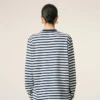 Mavi Pamuklu Uzun Kollu Mariniere Ami de Coeur T-Shirt