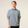 Mavi Pamuklu Uzun Kollu Mariniere Ami de Coeur T-Shirt