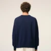 Mavi Yün ve Pamuklu Bisiklet Yaka Ami de Coeur Sweater
