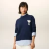 Mavi Yün ve Pamuklu Bisiklet Yaka Ami de Coeur Sweater