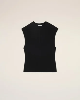 Siyah Jersey Kolsuz Dar Kesim Üst