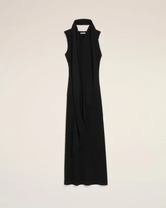 Siyah Jersey Maxi Lavalliere Elbise