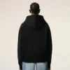 Siyah Pamuk Kabartmalı Ami de Coeur Fermuarlı Kapüşonlu Sweatshirt
