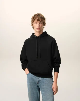 Siyah Pamuk Kabartmalı Ami de Coeur Hoodie