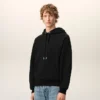 Siyah Pamuk Kabartmalı Ami de Coeur Hoodie
