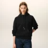 Siyah Pamuk Kabartmalı Ami de Coeur Hoodie
