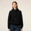 Siyah Pamuk Kabartmalı Ami de Coeur Hoodie