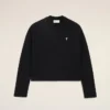 Siyah Pamuklu Ami de Coeur Kısa Sweatshirt