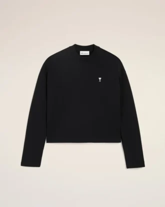 Siyah Pamuklu Ami de Coeur Kısa Sweatshirt