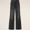 Siyah Pamuklu Flare Fit Kot Pantolon