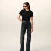 Siyah Pamuklu Flare Fit Kot Pantolon