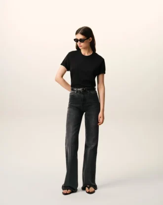 Siyah Pamuklu Flare Fit Kot Pantolon