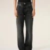Siyah Pamuklu Geniş Kesim Kot Pantolon