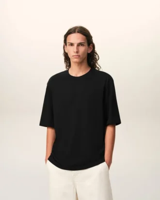 Siyah Pamuklu Kabartmalı Ami de Coeur T-Shirt