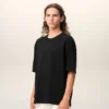 Siyah Pamuklu Kabartmalı Ami de Coeur T-Shirt