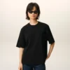 Siyah Pamuklu Kabartmalı Ami de Coeur T-Shirt