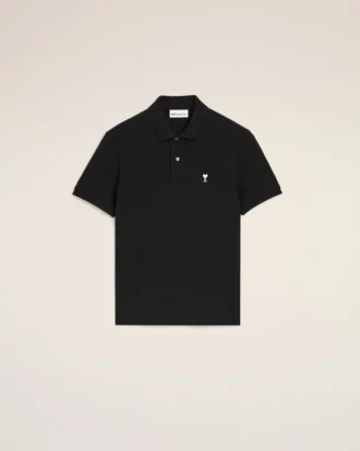 Siyah Pamuklu Kısa Kollu Ami de Coeur Polo Gömlek