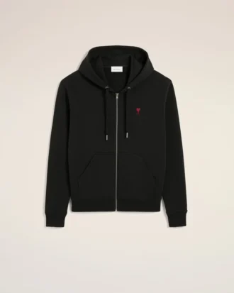Siyah Pamuklu Red Ami de Coeur Fermuarlı Kapüşonlu Sweatshirt